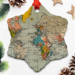 Vintage World Map Ornament (snowflake)