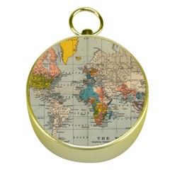 Vintage World Map Gold Compasses by Proyonanggan