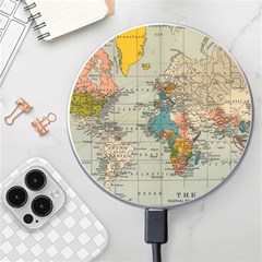 Vintage World Map Wireless Fast Charger(white) by Proyonanggan