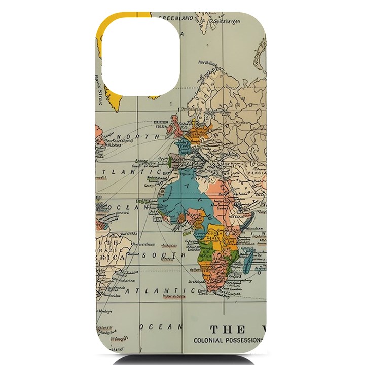 Vintage World Map iPhone 14 Black UV Print Case