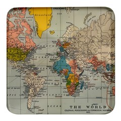 Vintage World Map Square Glass Fridge Magnet (4 Pack) by Proyonanggan