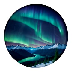 Aurora Borealis Round Glass Fridge Magnet (4 Pack) by Ndabl3x