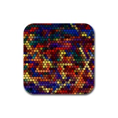 Zig Zag Pattern Geometric Design Rubber Square Coaster (4 Pack) by Ndabl3x