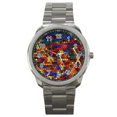 Zig Zag Pattern Geometric Design Sport Metal Watch by Ndabl3x