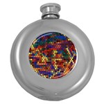 Zig Zag Pattern Geometric Design Round Hip Flask (5 oz) Front