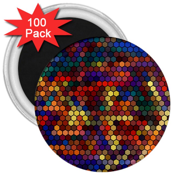 Flower Retro Funky Psychedelic 3  Magnets (100 pack)