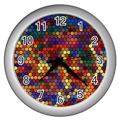 Flower Retro Funky Psychedelic Wall Clock (silver) by Ndabl3x