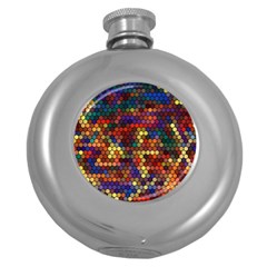 Flower Retro Funky Psychedelic Round Hip Flask (5 Oz) by Ndabl3x