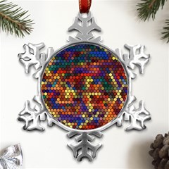 Zig Zag Pattern Geometric Design Metal Small Snowflake Ornament by Ndabl3x