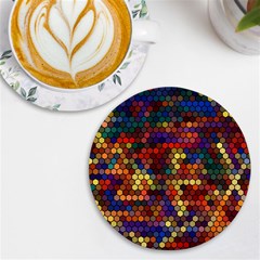 Flower Retro Funky Psychedelic Uv Print Round Tile Coaster by Ndabl3x