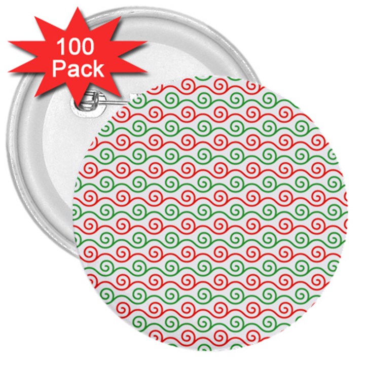 Pattern Flowers Geometric 3  Buttons (100 pack) 