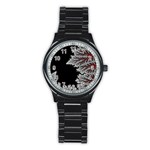 Aesthetic Outer Space Cartoon Art Stainless Steel Round Watch Front