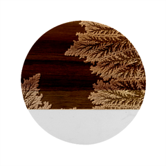 Abstract City Retro Sunset Night Marble Wood Coaster (round)