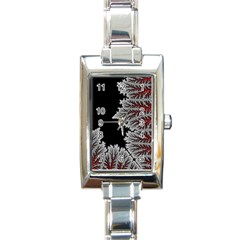 Purple Rose Retro Floral Flower Rectangle Italian Charm Watch by Bedest