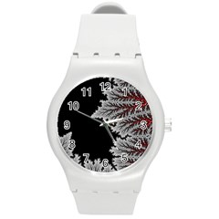 Purple Rose Retro Floral Flower Round Plastic Sport Watch (m)