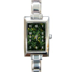 Banana leaves Rectangle Italian Charm Watch