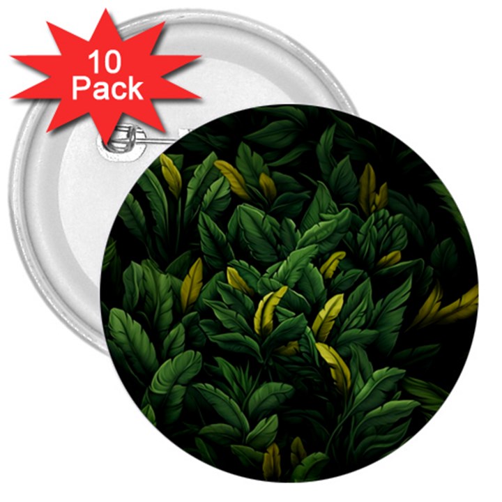 Banana leaves 3  Buttons (10 pack) 