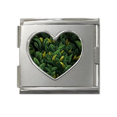 Banana Leaves Mega Link Heart Italian Charm (18mm) by goljakoff