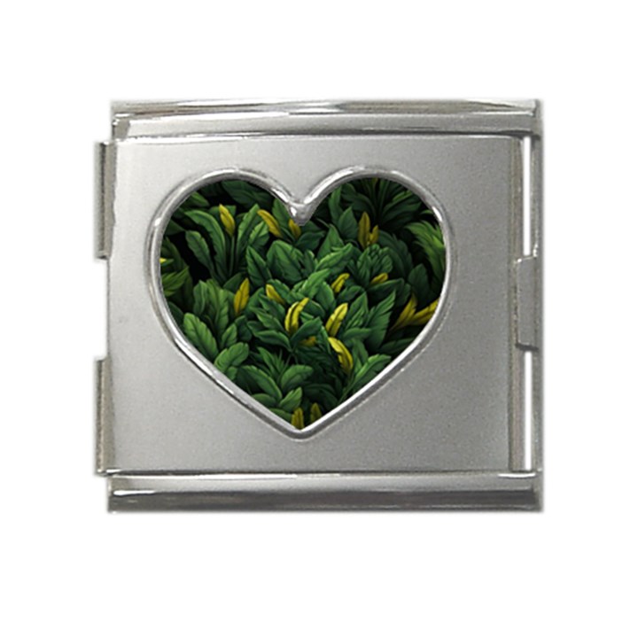 Banana leaves Mega Link Heart Italian Charm (18mm)