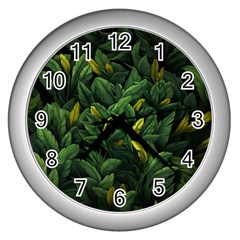 Banana leaves Wall Clock (Silver)