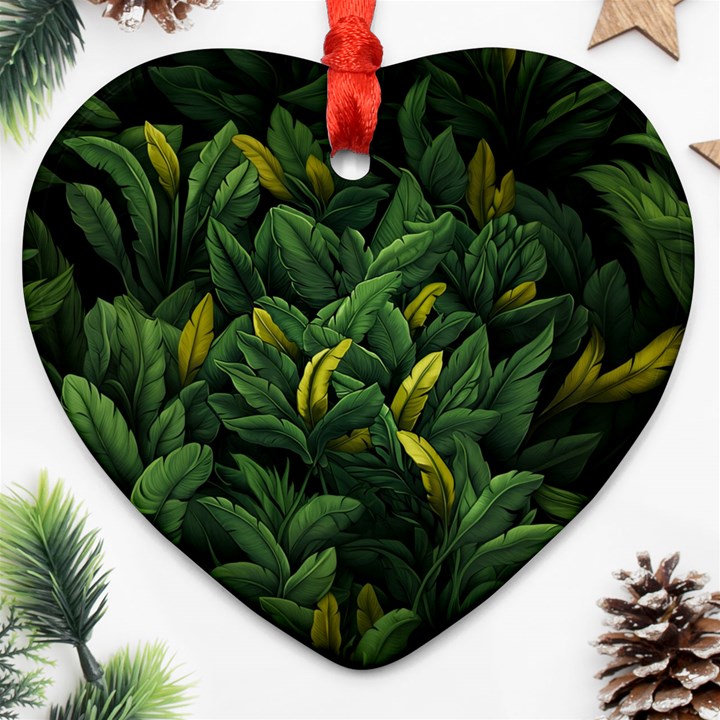 Banana leaves Heart Ornament (Two Sides)