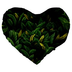 Banana leaves Large 19  Premium Heart Shape Cushions