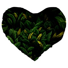 Banana leaves Large 19  Premium Flano Heart Shape Cushions