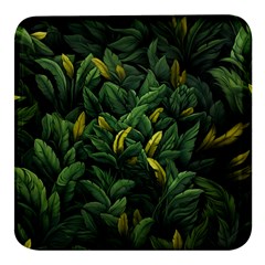 Banana leaves Square Glass Fridge Magnet (4 pack)