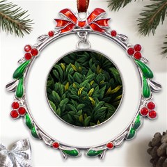 Banana leaves Metal X mas Wreath Ribbon Ornament