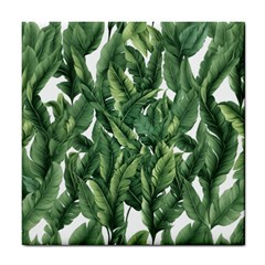 Green Banana Leaves Tile Coaster by goljakoff