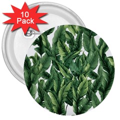 Green banana leaves 3  Buttons (10 pack) 