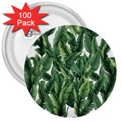 Green banana leaves 3  Buttons (100 pack) 