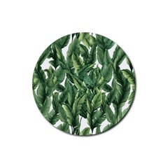 Green Banana Leaves Rubber Coaster (round) by goljakoff