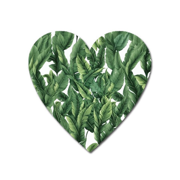 Green banana leaves Heart Magnet