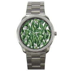 Green Banana Leaves Sport Metal Watch by goljakoff