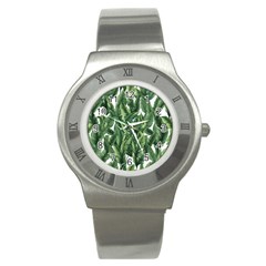 Green Banana Leaves Stainless Steel Watch by goljakoff