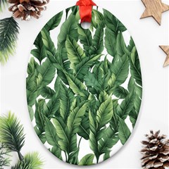 Green Banana Leaves Oval Ornament (two Sides)