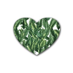 Green Banana Leaves Rubber Coaster (heart) by goljakoff