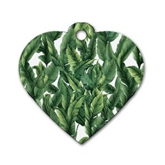 Green banana leaves Dog Tag Heart (One Side)