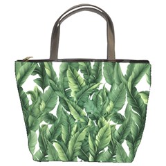 Green Banana Leaves Bucket Bag by goljakoff