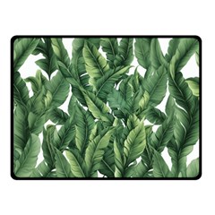 Green Banana Leaves Fleece Blanket (small) by goljakoff