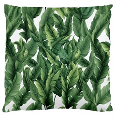 Green Banana Leaves Large Cushion Case (two Sides) by goljakoff