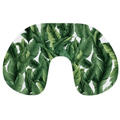 Green Banana Leaves Travel Neck Pillow by goljakoff