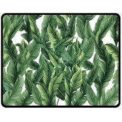 Green banana leaves Two Sides Fleece Blanket (Medium)