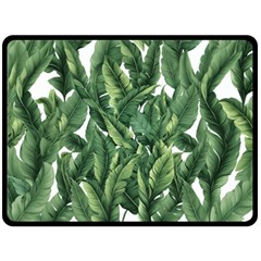 Green banana leaves Two Sides Fleece Blanket (Large)