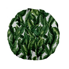 Green banana leaves Standard 15  Premium Flano Round Cushions