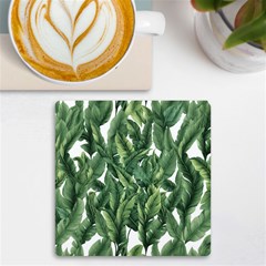 Green Banana Leaves Uv Print Square Tile Coaster  by goljakoff