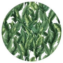 Green banana leaves Round Trivet