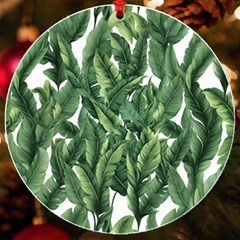 Green banana leaves UV Print Acrylic Ornament Round