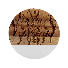 Green banana leaves Marble Wood Coaster (Round)